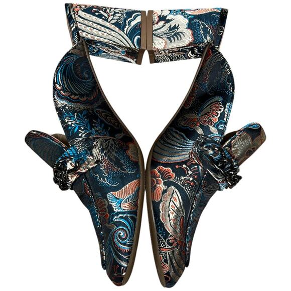 ENZO ANGIOLINI Gilian Women's 9.5 Brocade Floral Mules Black Print Fabric - Picture 11 of 16